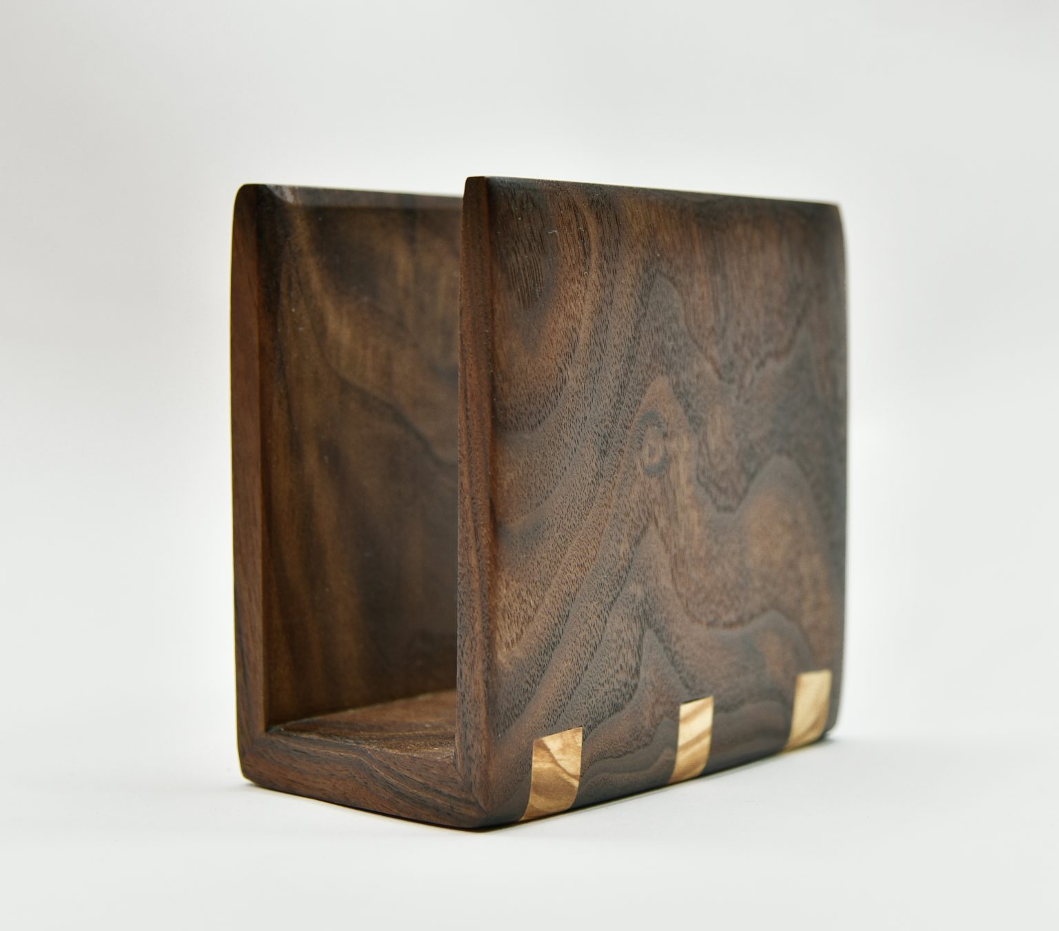 Claro walnut and olivewood napkin holder