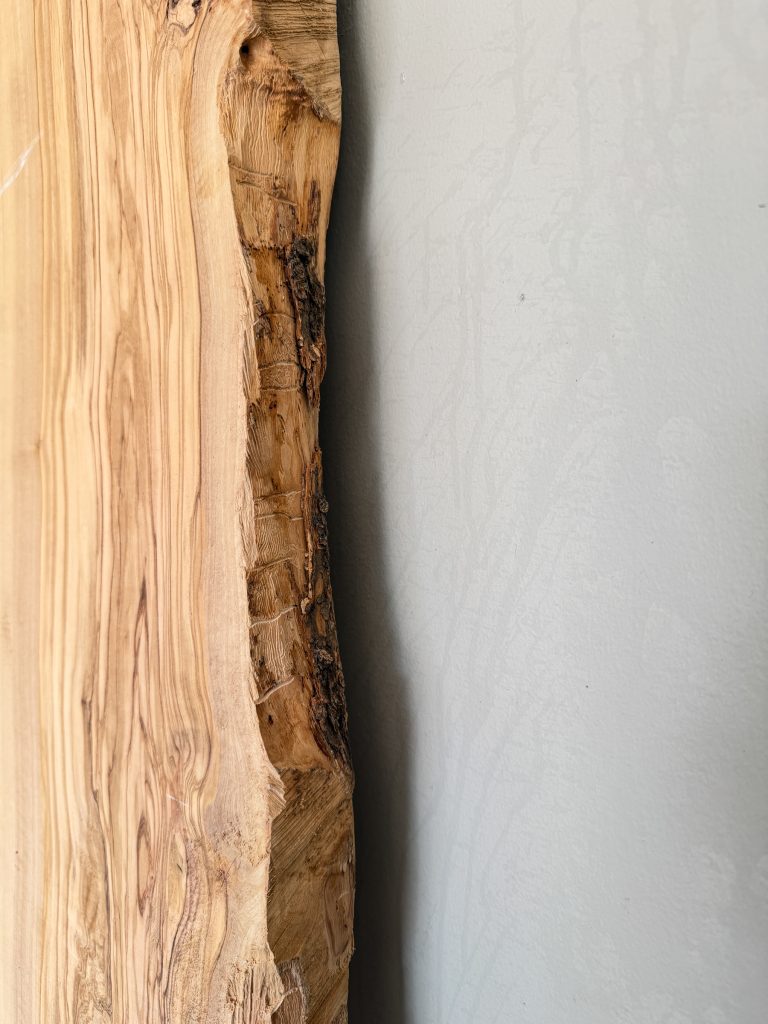 Olivewood slab live edge detail
