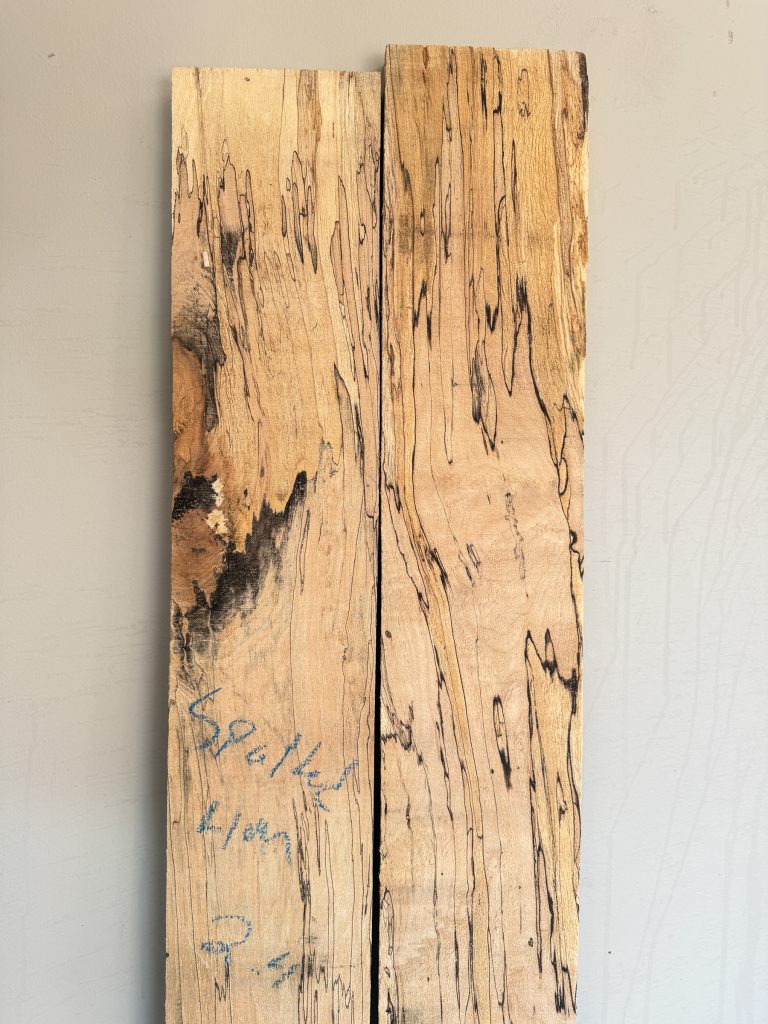 Spalted maple boards side by side, upper section